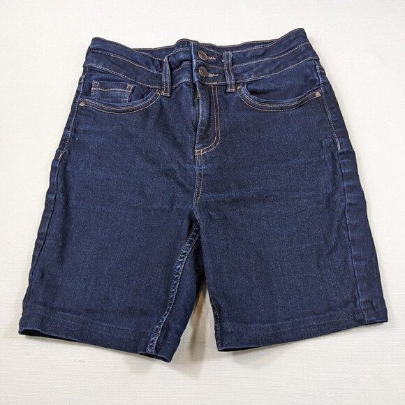 F&F Denim Jeans Shorts 2 Button Zip High Rise Size 4R - Picture 1 of 10